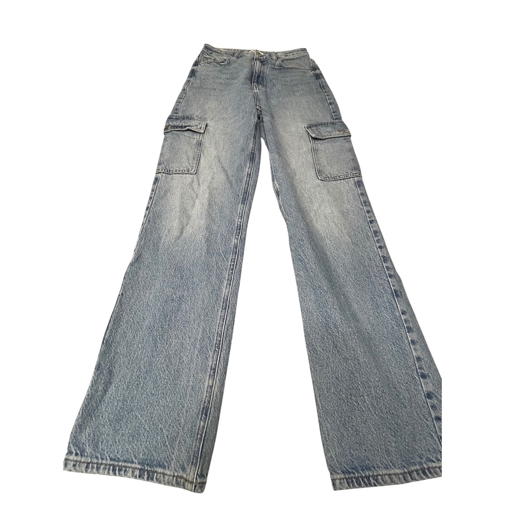 PacSun 90s Boyfriend Cargo Jeans Light Wash High Rise Straight Leg Blue Size 27